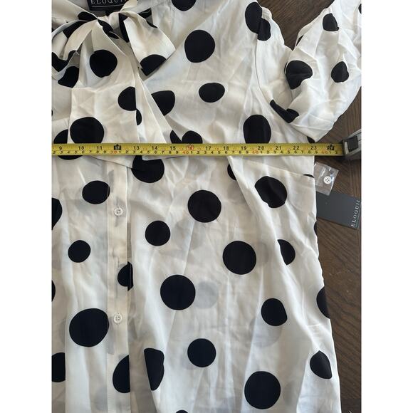 Eloquii Bow Front Polka Dot Blouse 18 Secretary Retro Pinup Career Feminine - Picture 8 of 9